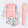 Moggemol Kids Girls Boys 3 Piece Swimsuit Long Sleeve Swim Shirt with Trunks Pants Rash Guard Set UPF 50+ Swimwear Lightpink 2-4 Years view 2