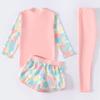 Moggemol Kids Girls Boys 3 Piece Swimsuit Long Sleeve Swim Shirt with Trunks Pants Rash Guard Set UPF 50+ Swimwear Lightpink 2-4 Years view 3