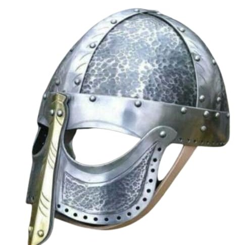 Viking Mask Helmet 18 Gauge SCA LARP Medieval Hardened Fannar Viking Helmet Silver Polish