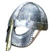 Viking Mask Helmet 18 Gauge SCA LARP Medieval Hardened Fannar Viking Helmet Silver Polish view 1