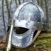 Viking Mask Helmet 18 Gauge SCA LARP Medieval Hardened Fannar Viking Helmet Silver Polish view 2