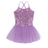 YOOJOO Kids Girls Sequins Camisole Ballet Dance Dress Tutu Skirted Leotard Ballerina Dancewear Costumes for Toddlers Purple 5-6 Years view 3