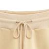 JEsilunmaMY Womens Side Slit Terry Drawstring Shorts Solid Color Elastic Waist Wide Leg Shorts Loose Casual Short with Pocket (Apricot,Medium) view 3