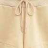 JEsilunmaMY Womens Side Slit Terry Drawstring Shorts Solid Color Elastic Waist Wide Leg Shorts Loose Casual Short with Pocket (Apricot,Medium) view 4