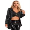 Linjinx Women's Circus Ringmaster Costume Sequin Open Front Blazer Ringmaster Jackets Halloween Fancy Dress Black XX-Large view 1
