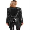 Linjinx Women's Circus Ringmaster Costume Sequin Open Front Blazer Ringmaster Jackets Halloween Fancy Dress Black XX-Large view 2