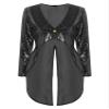 Linjinx Women's Circus Ringmaster Costume Sequin Open Front Blazer Ringmaster Jackets Halloween Fancy Dress Black XX-Large view 3