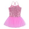 YOOJOO Kids Girls Sequins Camisole Ballet Dance Dress Tutu Skirted Leotard Ballerina Dancewear Costumes for Toddlers Pink 5-6 Years view 2