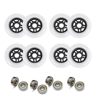 JHKJ 8-Pack Inline Wheels for Outdoor 86A/88A with Bearings Speed Inline Wheels 90mm 100mm 110mm 125mm Professional Replacement Wheels,White,125mm