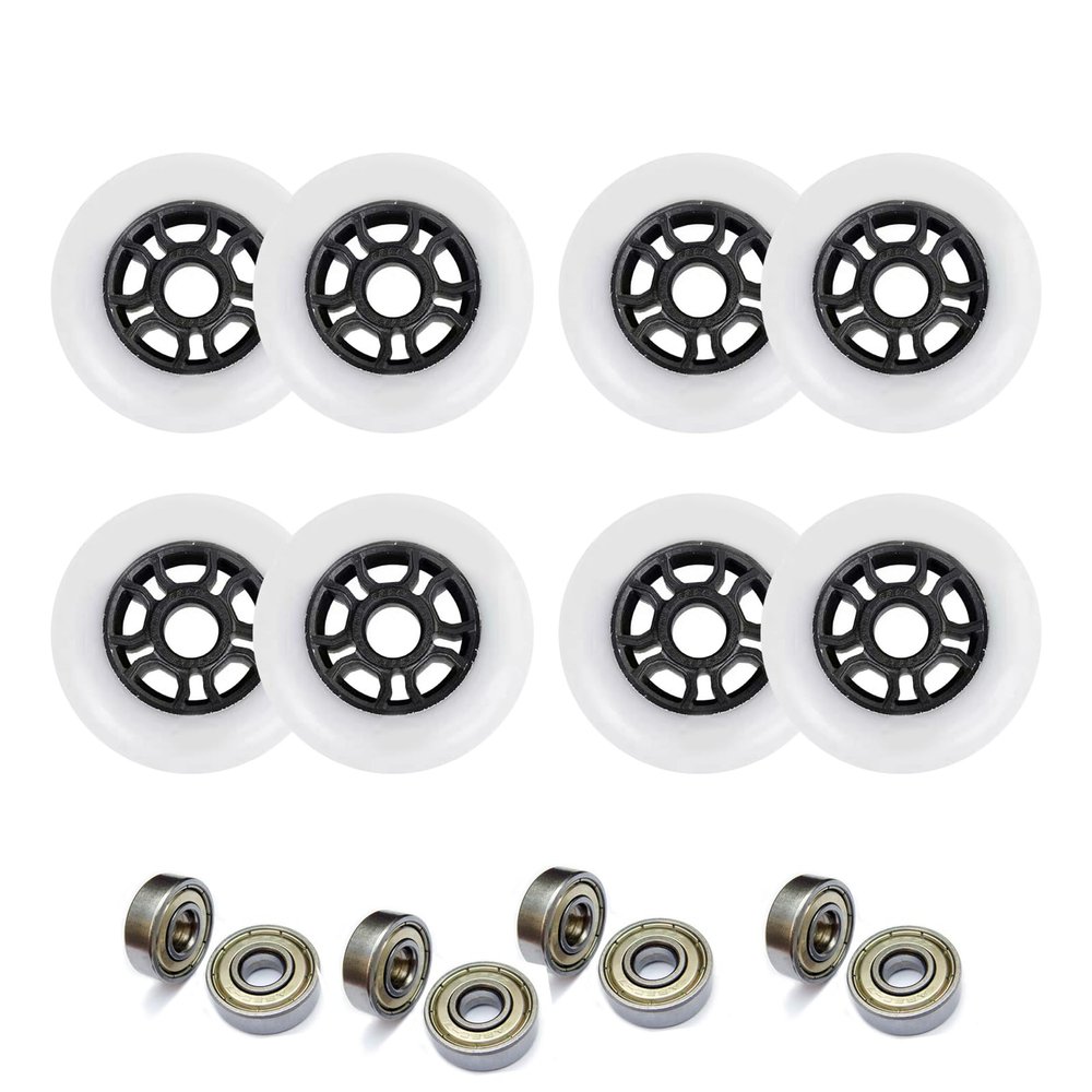 JHKJ 8-Pack Inline Wheels for Outdoor 86A/88A with Bearings Speed Inline Wheels 90mm 100mm 110mm 125mm Professional Replacement Wheels,White,125mm