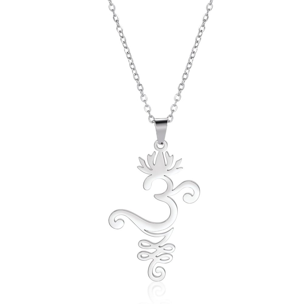 UNIFT Lotus Flower Om Necklace for Women Stainless Steel Chic Aum Om Ohm Lotus Flower Pendant Necklace Hindu Meditation Jewelry Gift (gold)