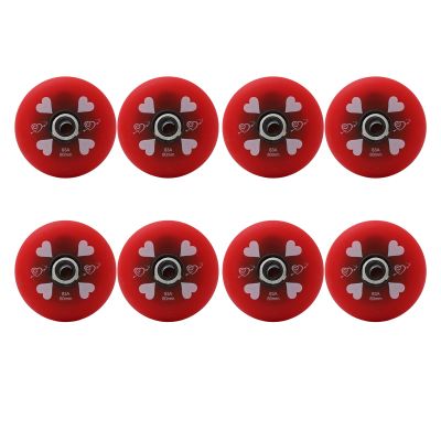 JHKJ Inline Wheels with Bearings 83A for Indoor Outdoor Replacement Wheel 8-Pack 64mm 68mm 70mm 72mm 76mm 80mm PU Rubber Wheels,Red,68mm