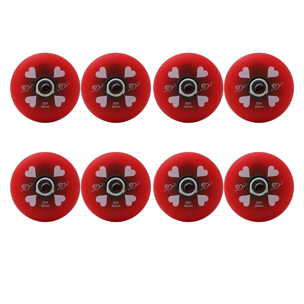 JHKJ Inline Wheels with Bearings 83A for Indoor Outdoor Replacement Wheel 8-Pack 64mm 68mm 70mm 72mm 76mm 80mm PU Rubber Wheels,Red,68mm