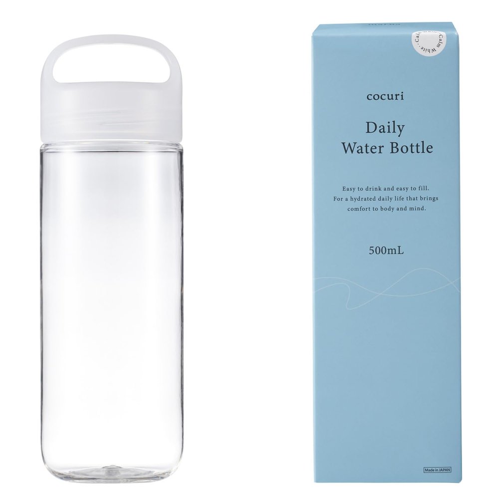 Marna Daily Water Bottle, 16.9 fl oz (500 ml) (Washerless) Smooth Mouth Feel Like Glass (Lightweight/Dishwasher Safe), Water Bottle, Drink Bottle (Made in Japan, Easy to Clean), Calm White K795W