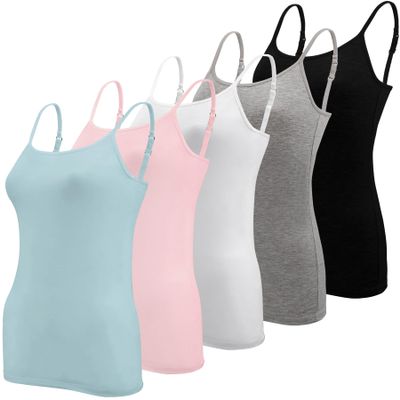 BQTQ 5 Pcs Women's Camisole Tank Tops Spaghetti Undershirts, S(Sky Blue)