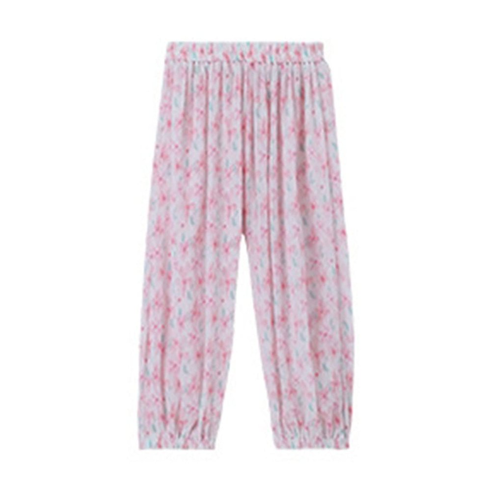 Toddler Kids Baby Girls Long Bloomers Soft Cotton Harem Pants Summer Dress Ice Silk Loose Thin Girl Little Sister Bodysuit (Red, 12-18 Months)