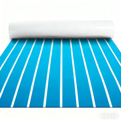 Fullfire EVA Foam Boat Flooring, Faux Teak Marine Boat Decking Sheet with Self-Adhesive Deck Carpet for Bass Boat Jon Boat Pontoon RV Kayak Floor 94" x 15" Blue with White Lines