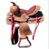 8" Leather Kids Western Horse Floral Tooled Saddle with Red Laces Premium Quality view 1