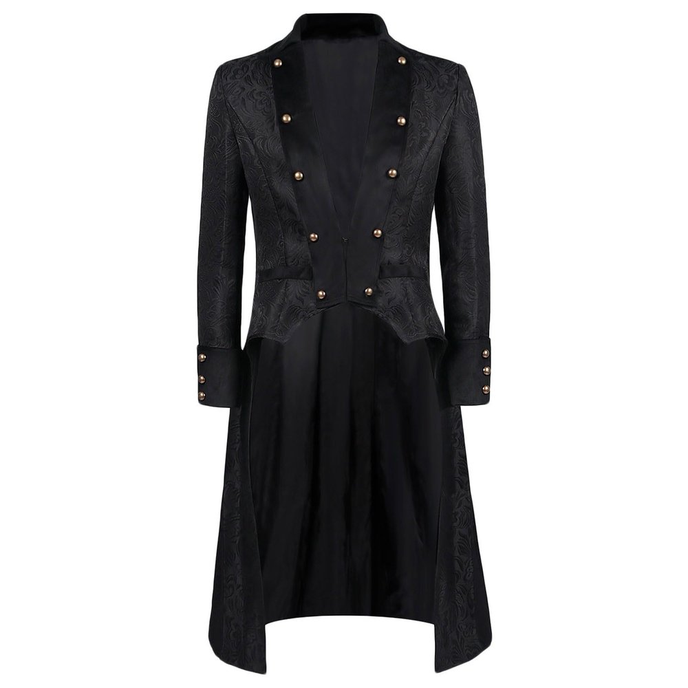 Dgoopd Mens Gothic Tailcoat Jacket Steampunk Medieval Jacket Victorian Renaissance Pirate Frock Coat Cosplay Uniform Vintage Goth Coat Halloween Costumes