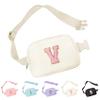 Aganmi Chenille Letter Crossbody Bags for Women Trendy, Waterproof Fanny Packs for Women Cross Body, Initial Letter Belt Bag with Multiple Inner Pockets and Adjustable Strap,V view 1
