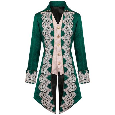 Dgoopd Men's Steampunk Vintage Tailcoat Jacket Victorian Gothic Jacket Frock Coat Uniform Vampire Renaissance Medieval Costume Renaissance Gothic Tailcoat