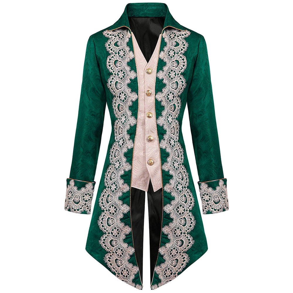 Dgoopd Men's Steampunk Vintage Tailcoat Jacket Victorian Gothic Jacket Frock Coat Uniform Vampire Renaissance Medieval Costume Renaissance Gothic Tailcoat