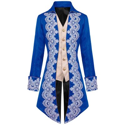 Dgoopd Men's Steampunk Vintage Tailcoat Jacket Victorian Gothic Jacket Frock Coat Uniform Vampire Renaissance Medieval Costume Renaissance Gothic Tailcoat