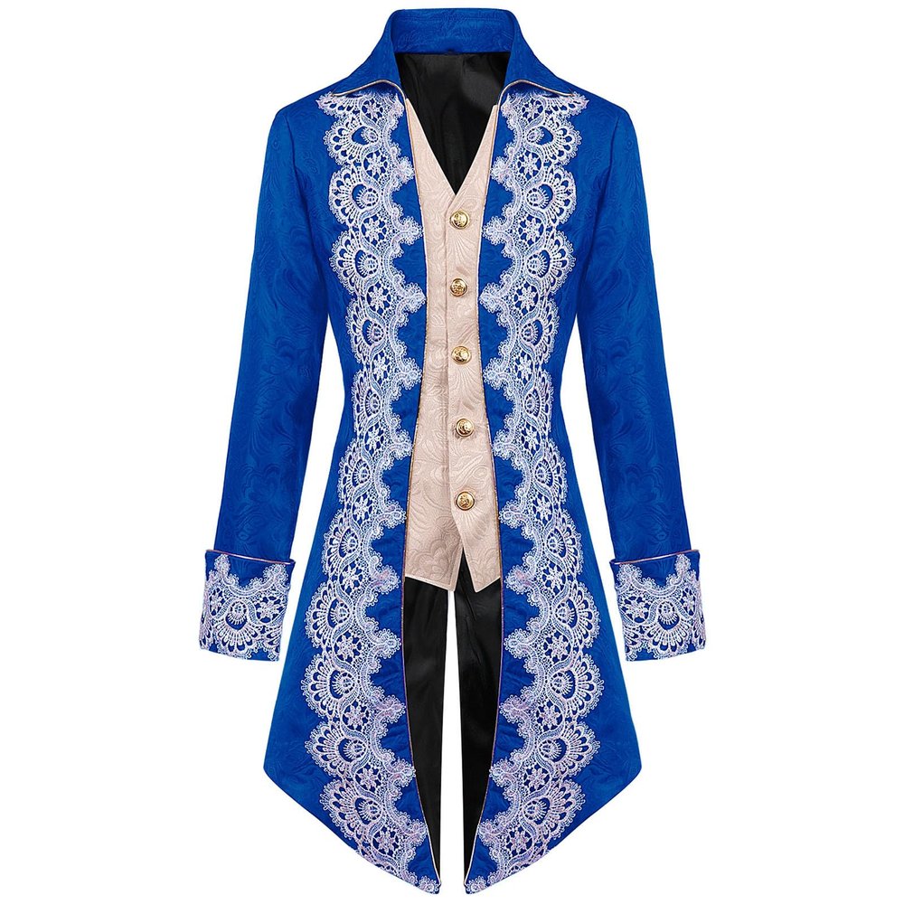 Dgoopd Men's Steampunk Vintage Tailcoat Jacket Victorian Gothic Jacket Frock Coat Uniform Vampire Renaissance Medieval Costume Renaissance Gothic Tailcoat