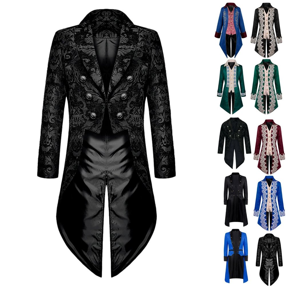 Dgoopd Mens Vintage Tailcoat Jacket Gothic Victorian Frock Coat Steampunk Gothic Medieval Jacket Victorian Halloween Costume
