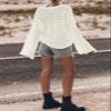 Sidefeel Womens Fall Outfit 2025 Lightweight Sweater Crochet Hollow Out Knit Winter Clothes Medium White view 3