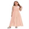 renvena Kids Flower Girls Beaded Wedding Dress One Shoulder Ruched Chiffon Romper with Maxi Skirts Pink 14 Years view 2