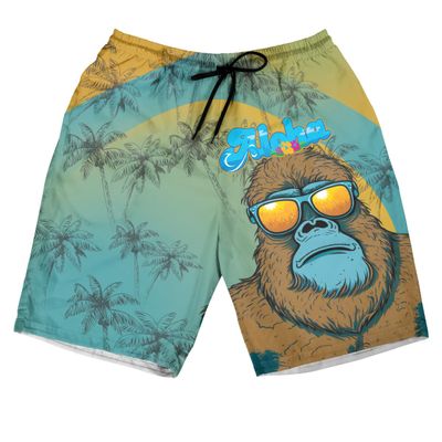 Bigfoot Men's Swim Trunks - Aloha Summer Hawaiian Shorts for Men, Men's Summer Bathing Shorts Set 37 Size Size S