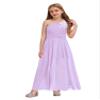 YONGHS Kids Flower Girls One Shoulder Ruched Chiffon Wedding Maxi Romper Evening Gown Dance Wear Lavender 6 view 2