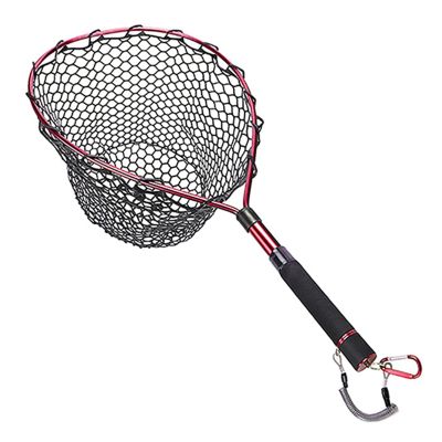 SUNMME Foldable and Retractable Fishing net Fly Fishing Landing Net Alunimum Alloy Frame Soft Rubber Mesh EVA Handle Carp Bass Trout Fishing Tackle Easy to Carry and Storage