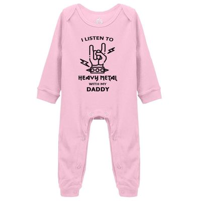 Snagminio Heavy Metal with Daddy Baby Jumpsuit Long Sleeve Birth Announcement Bodysuit Footie Cloths