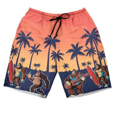 228CLOSET Bigfoot Surfing Men's Swim Trunks - Summer Hawaiian Shorts for Men, Men's Summer Bathing Shorts Set 37 Size Size L