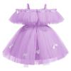 Baby Girls 3D Butterfly Tulle Tutu Dress Toddler Kids Sleeveless Butterfly Birthday Christening Formal Pageant Wedding Princess Dresses Cake Smash Outfit for Photo Shoot Purple Butterfly 18-24 Months view 2