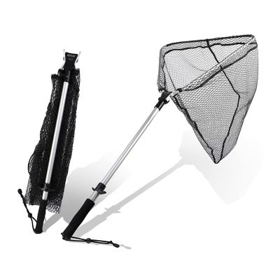 SUNMME Foldable and Retractable Fishing net Portable Carp Fishing Landing Net Aluminum Alloy Frame Small Rubber Mesh Fly Fishing Net Easy to Carry and Storage