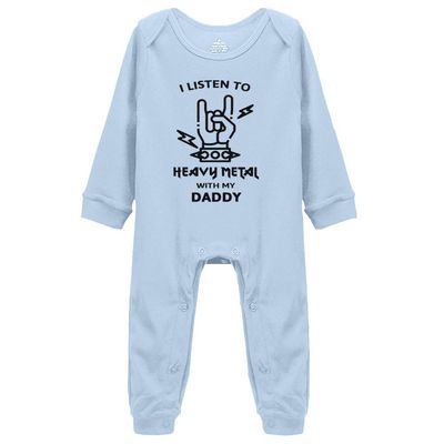 Snagminio Heavy Metal with Daddy Baby Jumpsuit Long Sleeve Birth Announcement Bodysuit Footie Cloths