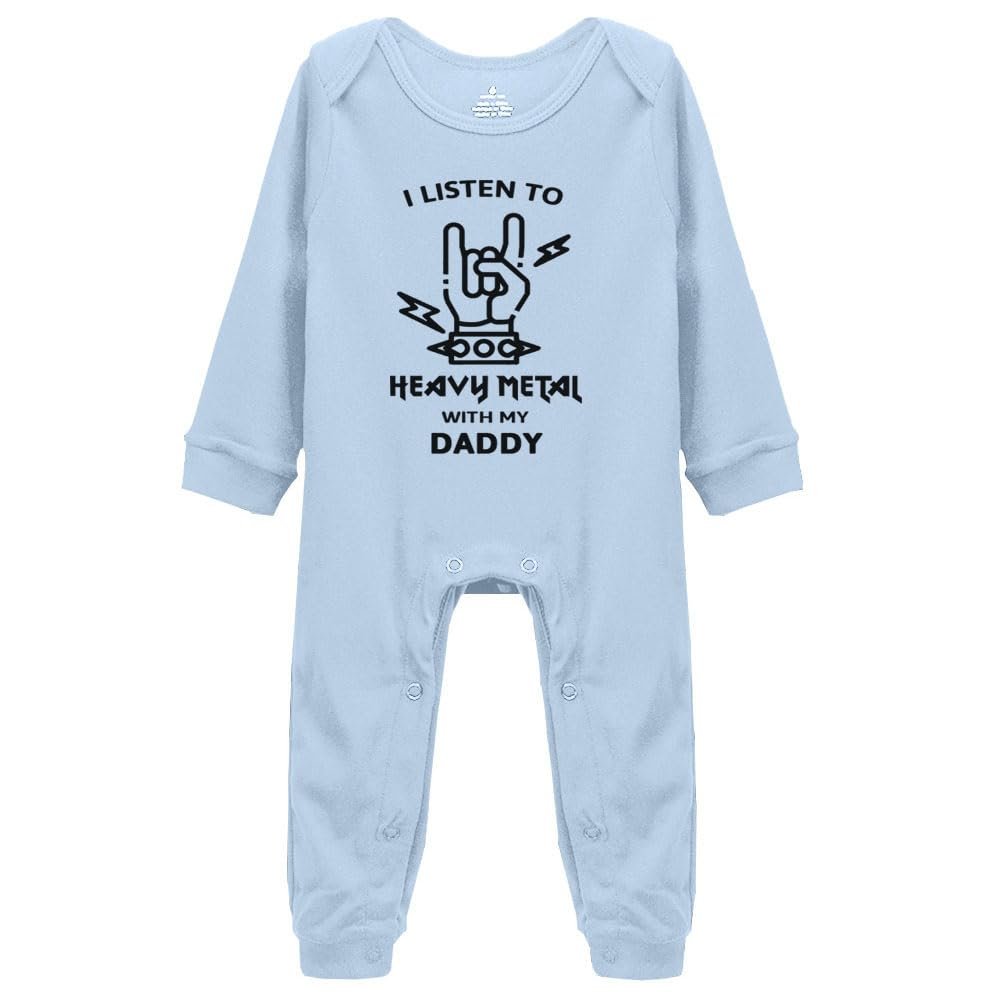 Snagminio Heavy Metal with Daddy Baby Jumpsuit Long Sleeve Birth Announcement Bodysuit Footie Cloths