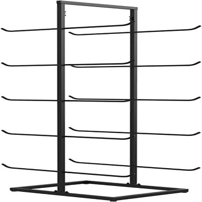 Katzowen Sturdy Steel Yoga Mat Storage Stand, 5-Layer Foam Roller Holder for Resistance Bands, Large Capacity 20 Exercise Mats (Color : Black)