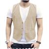 Tuikayoo Men's Summer Linen Vest Suit Waistcoat Casual Vest Regular Fit(Champagne,3XL) view 1