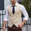 Tuikayoo Men's Summer Linen Vest Suit Waistcoat Casual Vest Regular Fit(Champagne,3XL) view 4