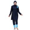 Plus Size Burkini Swimsuit for Women Modest Muslim Swimwear Full Cover Swim Top Pants Hijab Set Navy Blue + Blue 5XL view 1