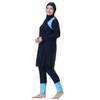 Plus Size Burkini Swimsuit for Women Modest Muslim Swimwear Full Cover Swim Top Pants Hijab Set Navy Blue + Blue 5XL view 2