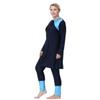Plus Size Burkini Swimsuit for Women Modest Muslim Swimwear Full Cover Swim Top Pants Hijab Set Navy Blue + Blue 5XL view 3