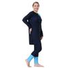 Plus Size Burkini Swimsuit for Women Modest Muslim Swimwear Full Cover Swim Top Pants Hijab Set Navy Blue + Blue 5XL view 4