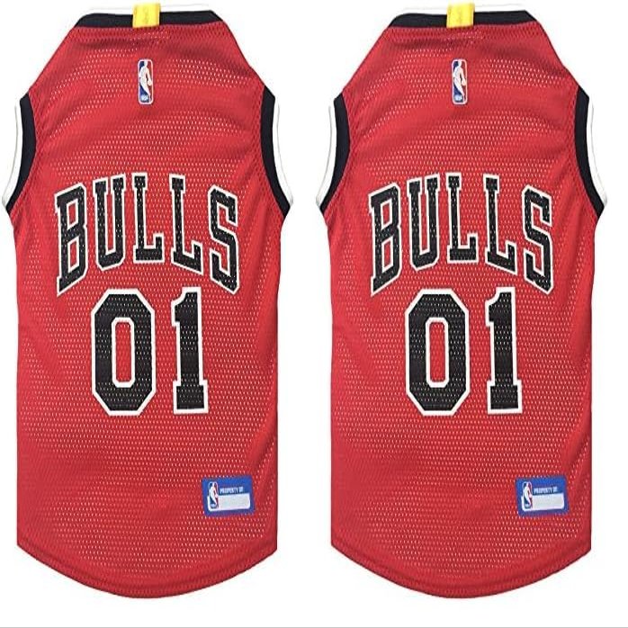 NBA Chicago Bulls Dog Jersey, Medium - Tank Top Basketball Pet Jersey (Pack of 2)