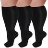 GET-FA 3 Pairs Plus Size Compression Socks for Women and Men Wide Calf 20-30mmhg Extra Large Knee High Support for Circulation view 1
