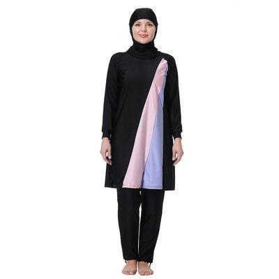 Plus Size Burkini Swimsuit for Women Modest Muslim Swimwear Full Cover Swim Top Pants Hijab Set Black+Pink+Purple 7XL